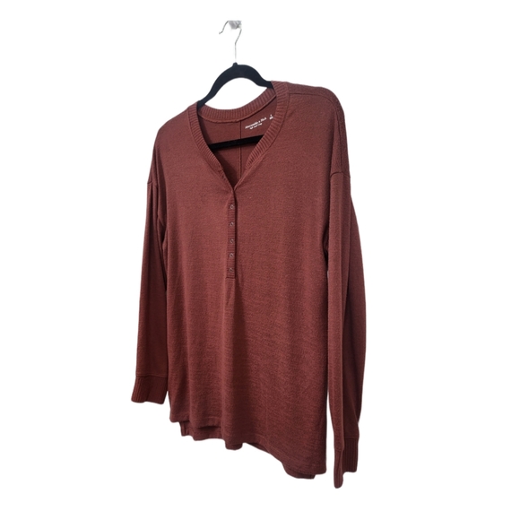 🌿Abercrombie & Fitch Women's Sm Rust Fall Colored SplitHem Longsleeve Shirt - Picture 4 of 11